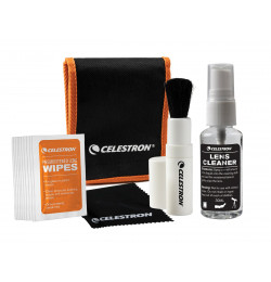 Celestron Lens Cleaning Kit zestaw do czyszczenia optyki (płyn w atomizerze, mikrofibra, pędzelek, nasączane chusteczki; SKU: 93576)