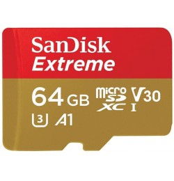 Karta pamięci Sandisk micro SD 64GB EXTREME microSDXC 100MB/s C10 UHS-I U3, V30, A1+ adapter do kamer sportowych GoPro