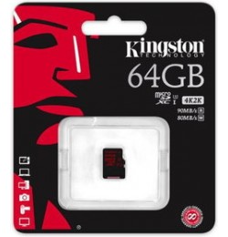 Karta KINGSTONE 64 GB microSDHC Cl 10 U3 90 MB/s z adapterem SD