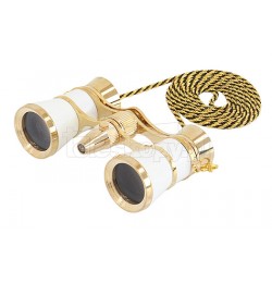 Levenhuk Brodway theatre binocular 3x25 white-gold with chain