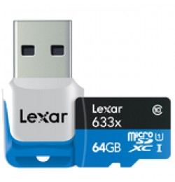 Karta 64 GB klasa 10 z czytnikiem USB 3.0 Lexar High-Performance 633x microSDHC/microSDXC UHS-I