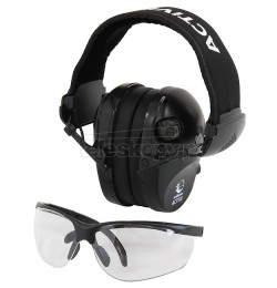 Słuchawki ochronne aktywne RealHunter ACTiVE PRO czarne + okulary ochronne