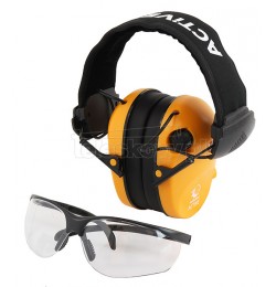 Słuchawki ochronne aktywne RealHunter ACTiVE PRO pomarańczowe + okulary ochronne